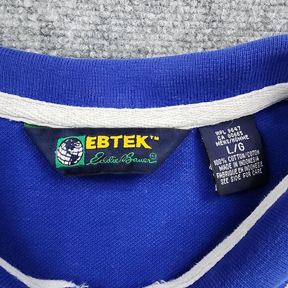 Vintage Eddie Bauer Shirt Mens Large Blue Gray EBTEK 1/4 Zip Polo Short Sleeve - Picture 4 of 16